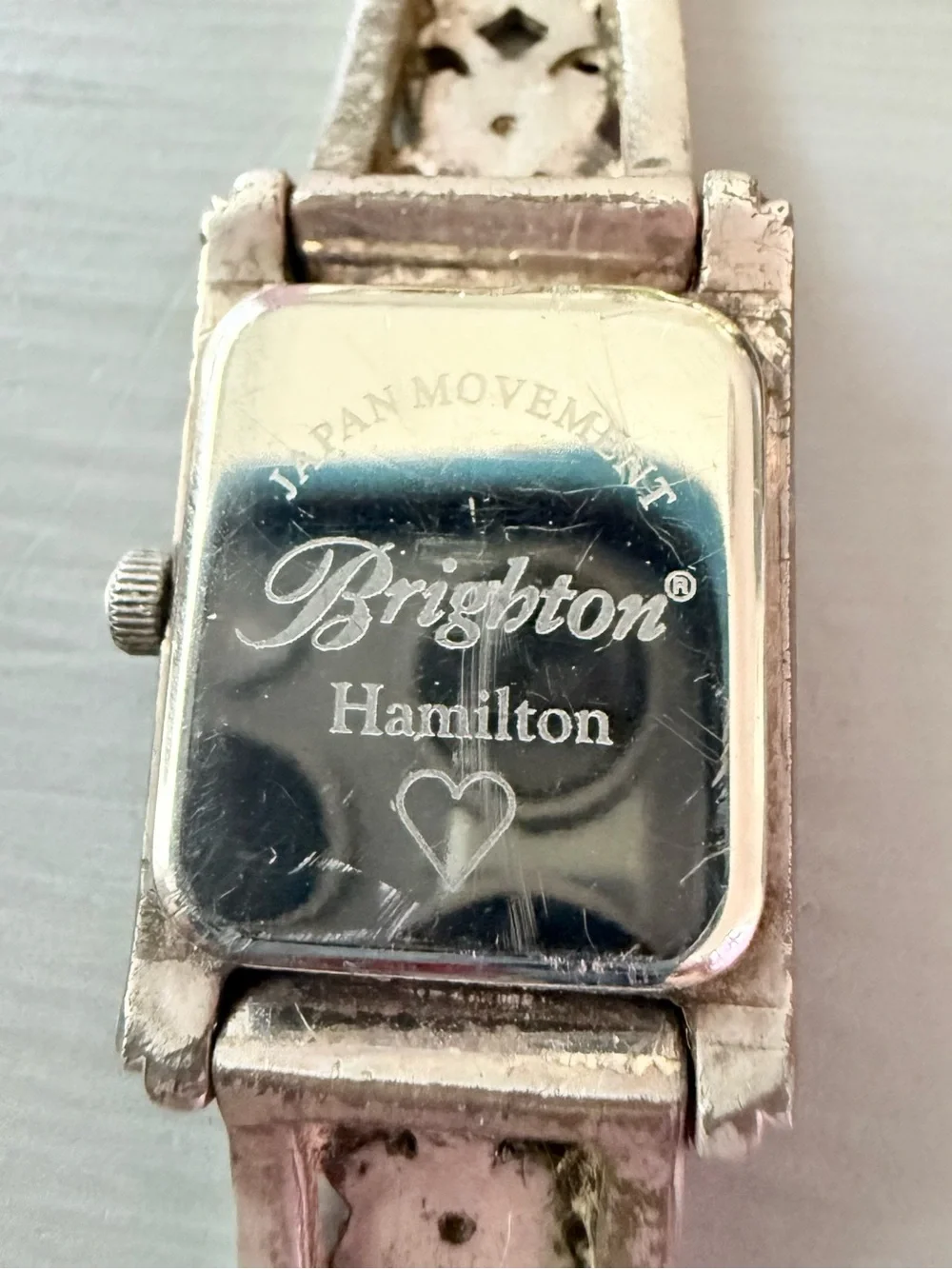 Brighton Hamilton Silver-Tone Butterfly Motif Rectangular Bracelet Watch